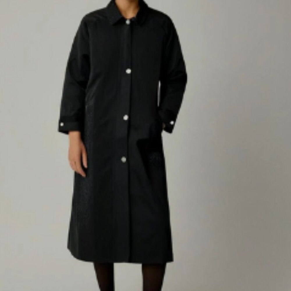 Regent Park Rain Coat Windbreaker Jacket Womens 1-X Plus Black Full Zip W/Snaps